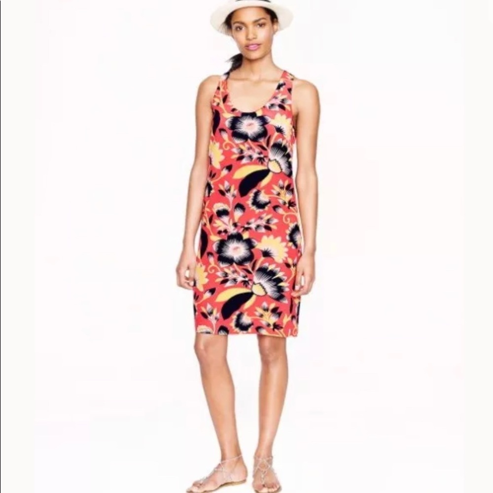 J.Crew Dress Twist Back Silk In Hibiscus Floral A7556